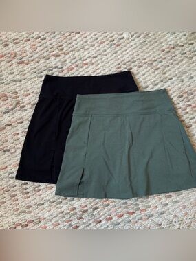 Two Black and Olive Athletic Skort - Women